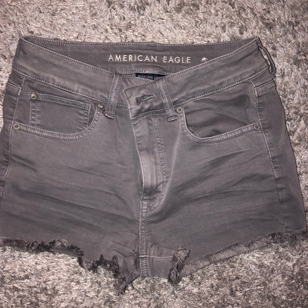 Grey American Eagle Denim High-Rise Shorts